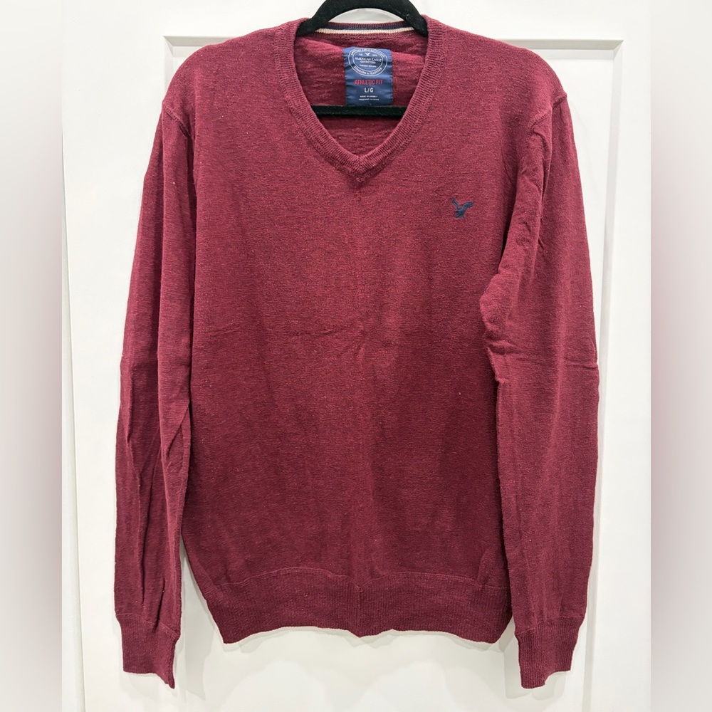 American Eagle Outfitters Burgundy V-Neck Sweater